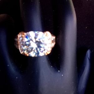 Victoria Wieck Exquisite YG Brilliant Center Stone w/Baguettes, Radiant and Pave